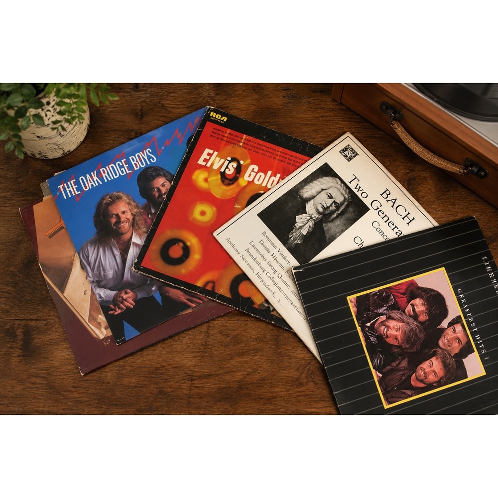Vintage Vinyl Record Collector's Bundle - Elvis Presley, Oak Ridge Boys, Bach